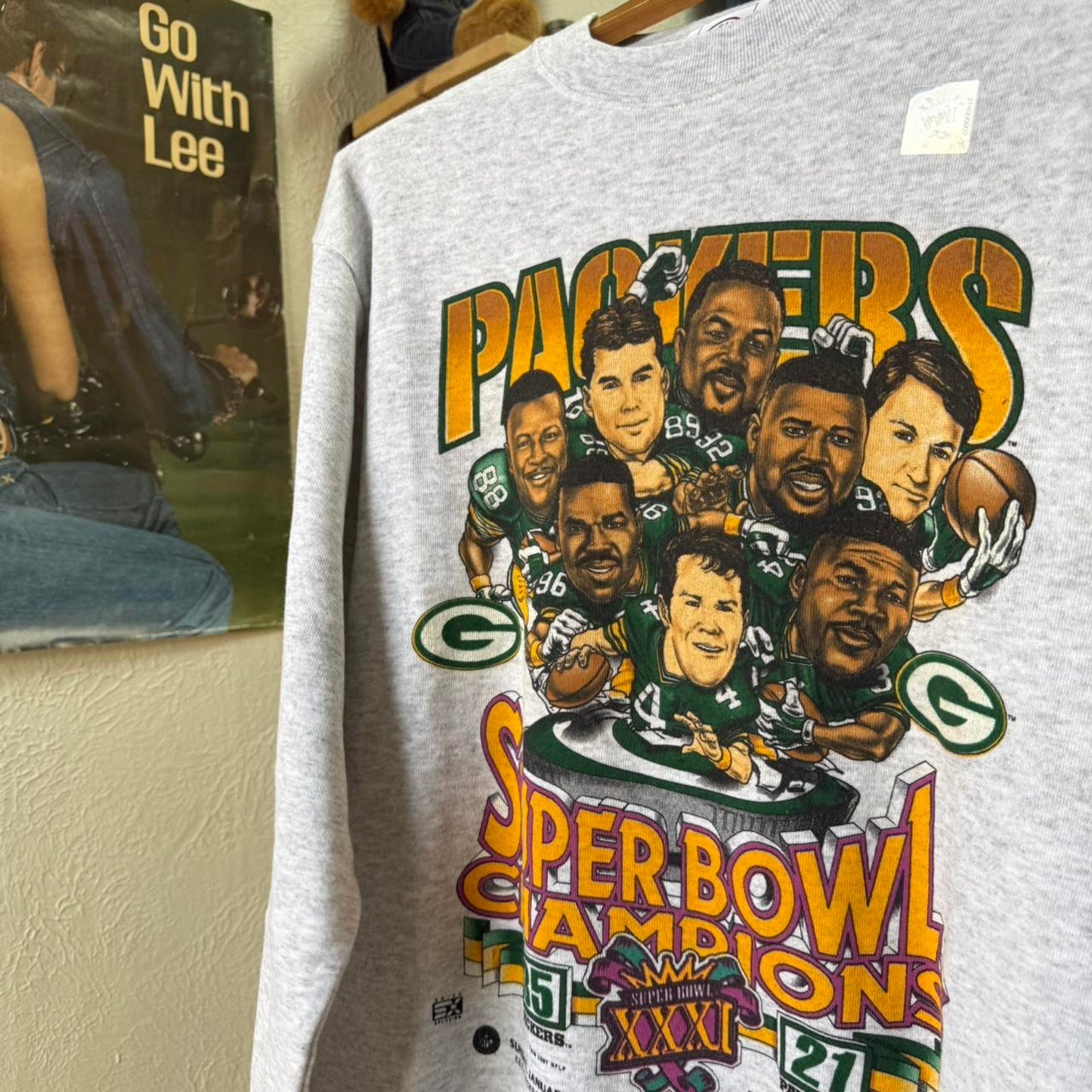 Vintage 90s Green Bay Packers Super Bowl Champions NFL Crewneck - Large