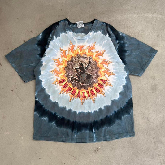 Vintage 90s Supralingua GD Liquid Blue Band T-Shirt - X-Large