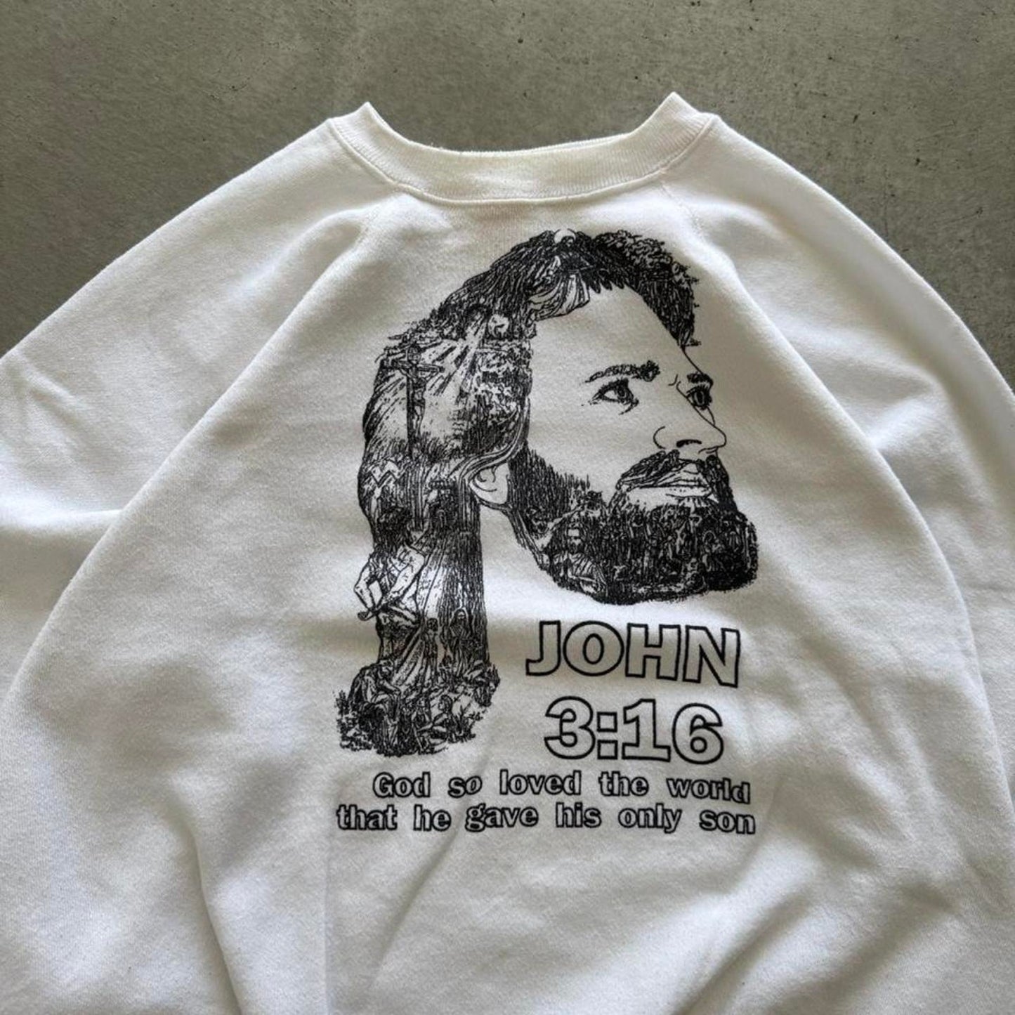 Vintage 90s Jesus John 3:16 Bible Art Crewneck - X-Large