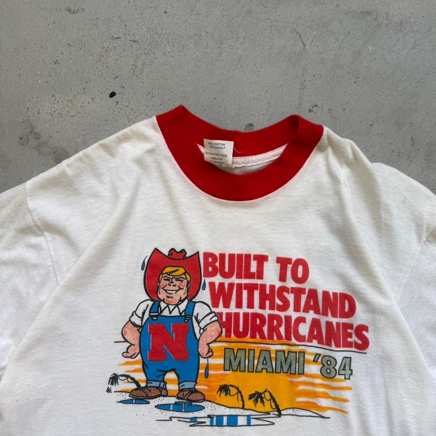 Vintage 1984 Nebraska Huskers Built to Withstand Hurricanes T-Shirt - X-Large