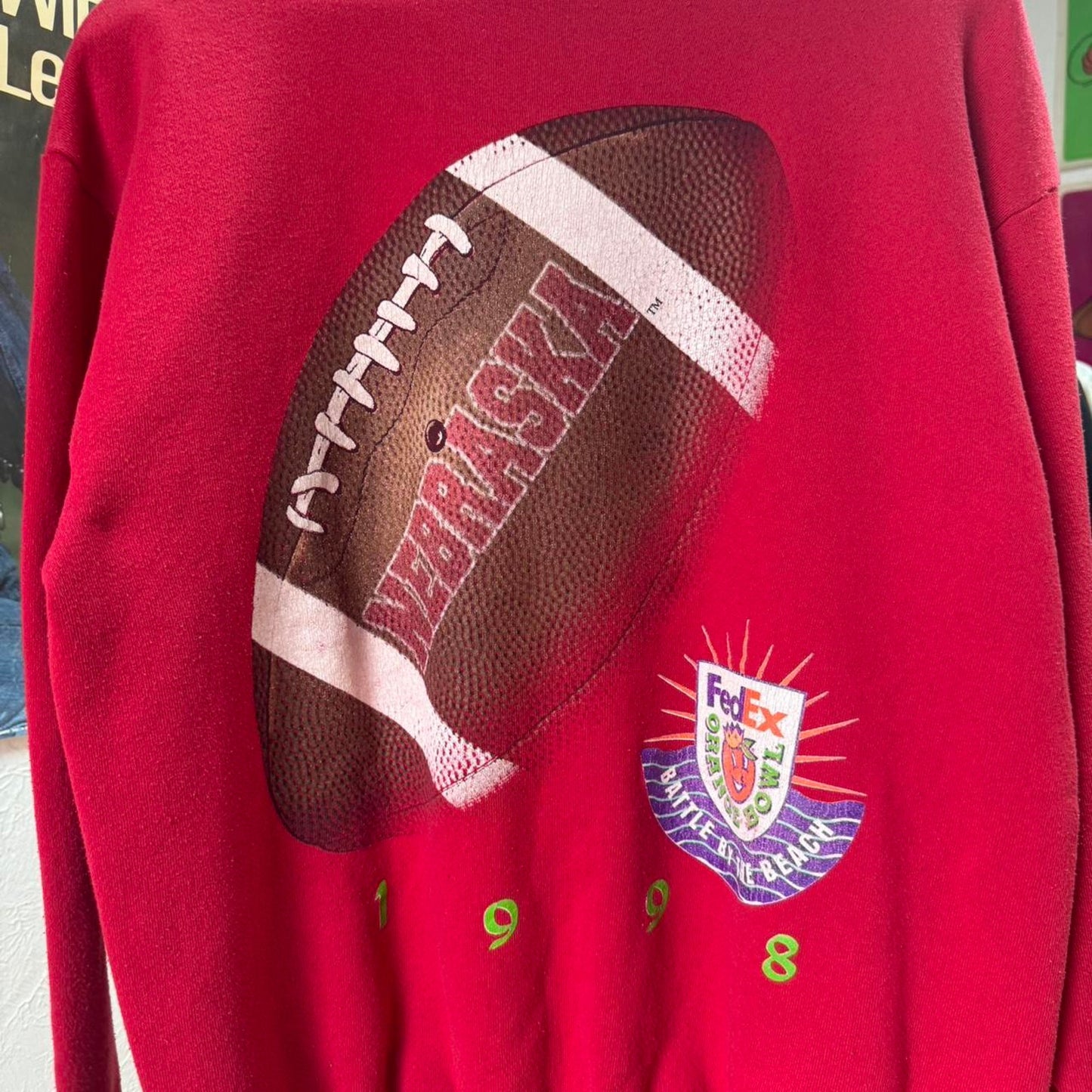 Vintage 90s Nebraska Huskers FedEx Orange Bowl Football Crewneck - X-Large