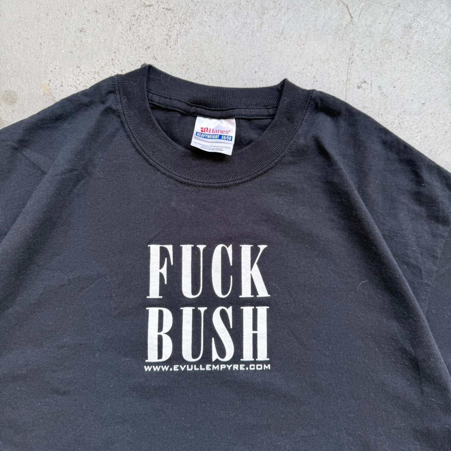 Vintage Y2K Fuck Bush Text T-Shirt - Medium