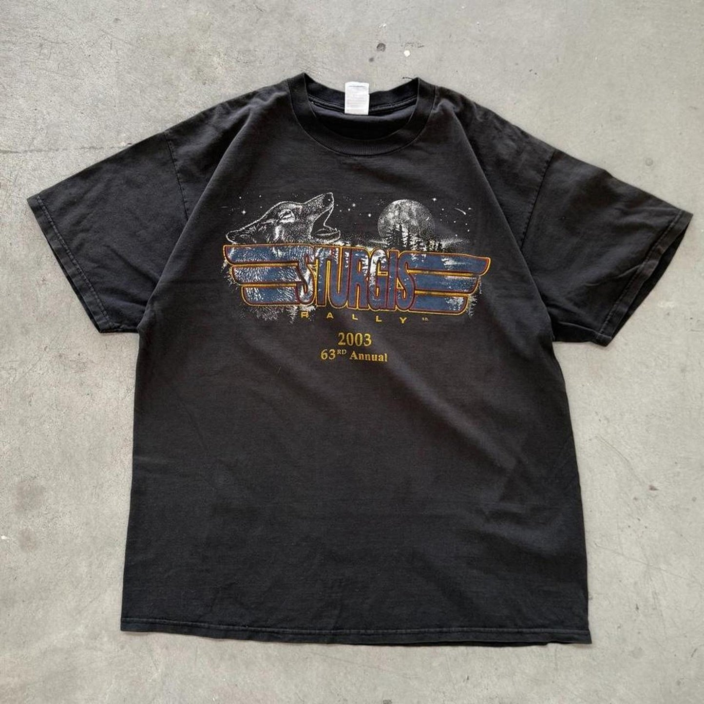 Vintage 2003 Sturgis Motorcycle Rally Biker Wolf T-Shirt - X-Large