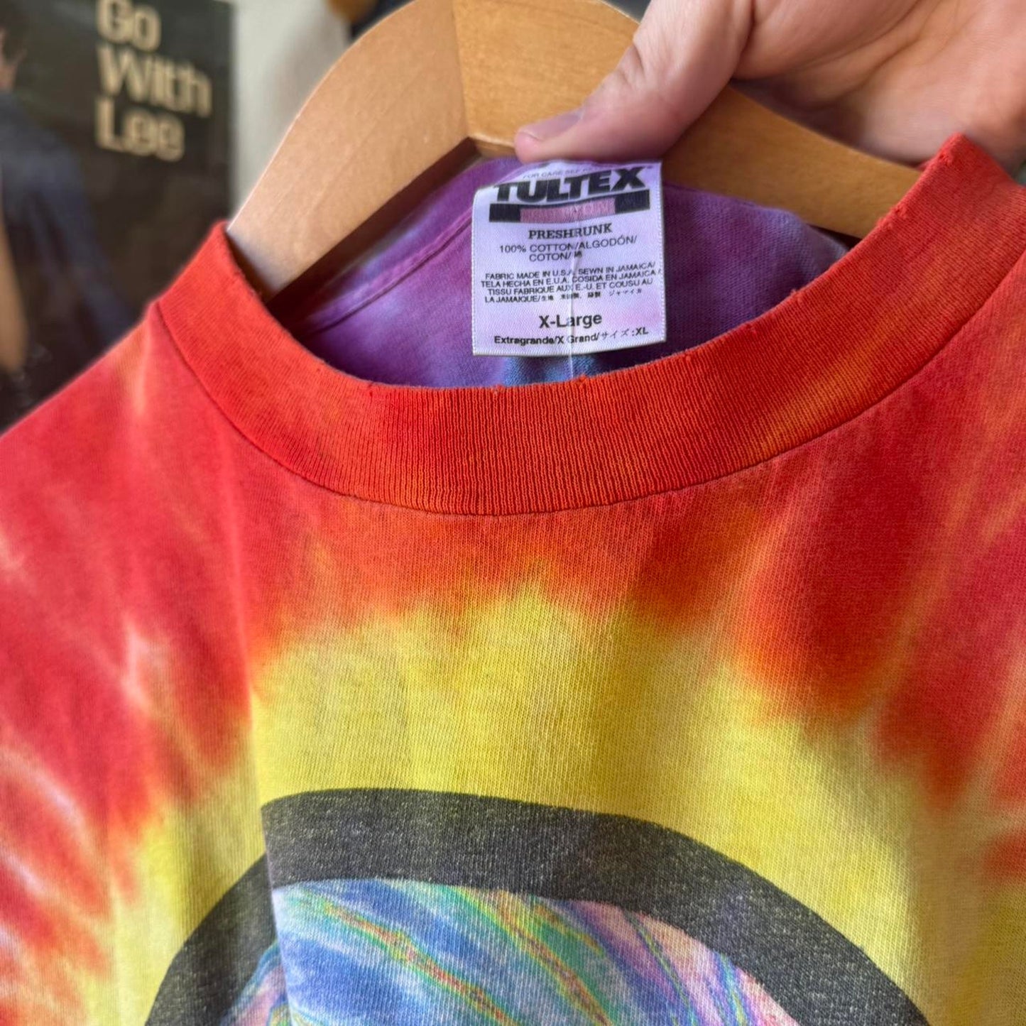 Vintage 90s Tie Dye Mushrooms Shroom Fractal T-Shirt - X-Large