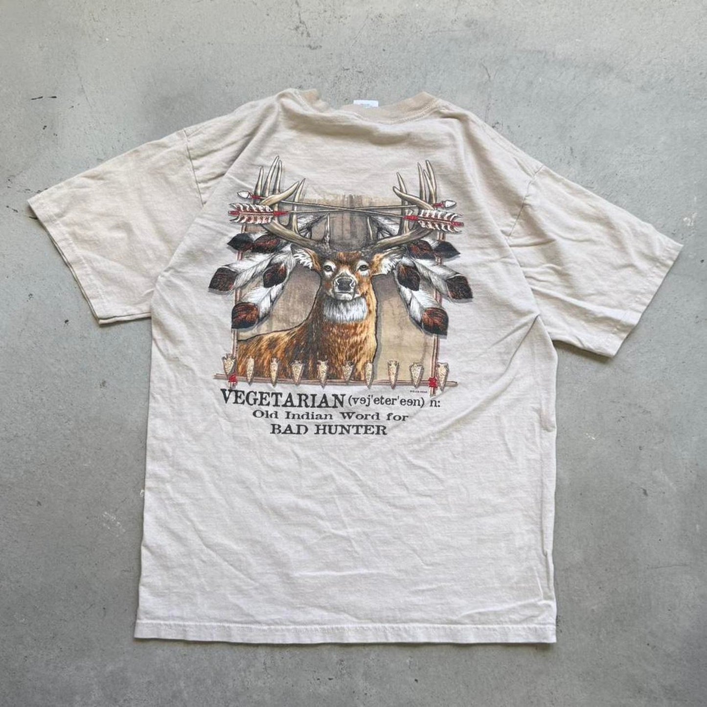 Vintage Y2K Hunter Vegetarian Humor Hunting T-Shirt - Large