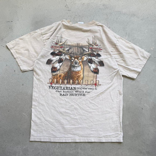 Vintage Y2K Hunter Vegetarian Humor Hunting T-Shirt - Large