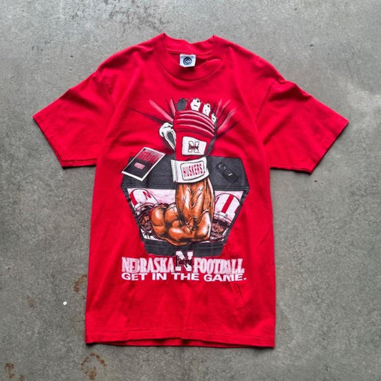 Vintage 90s Nebraska Huskers TV Reach Through T-Shirt - Medium