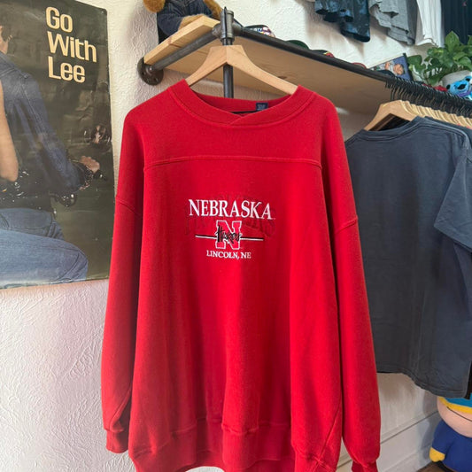 Vintage 90s Nebraska Huskers Embroidered Crewneck - XX-Large