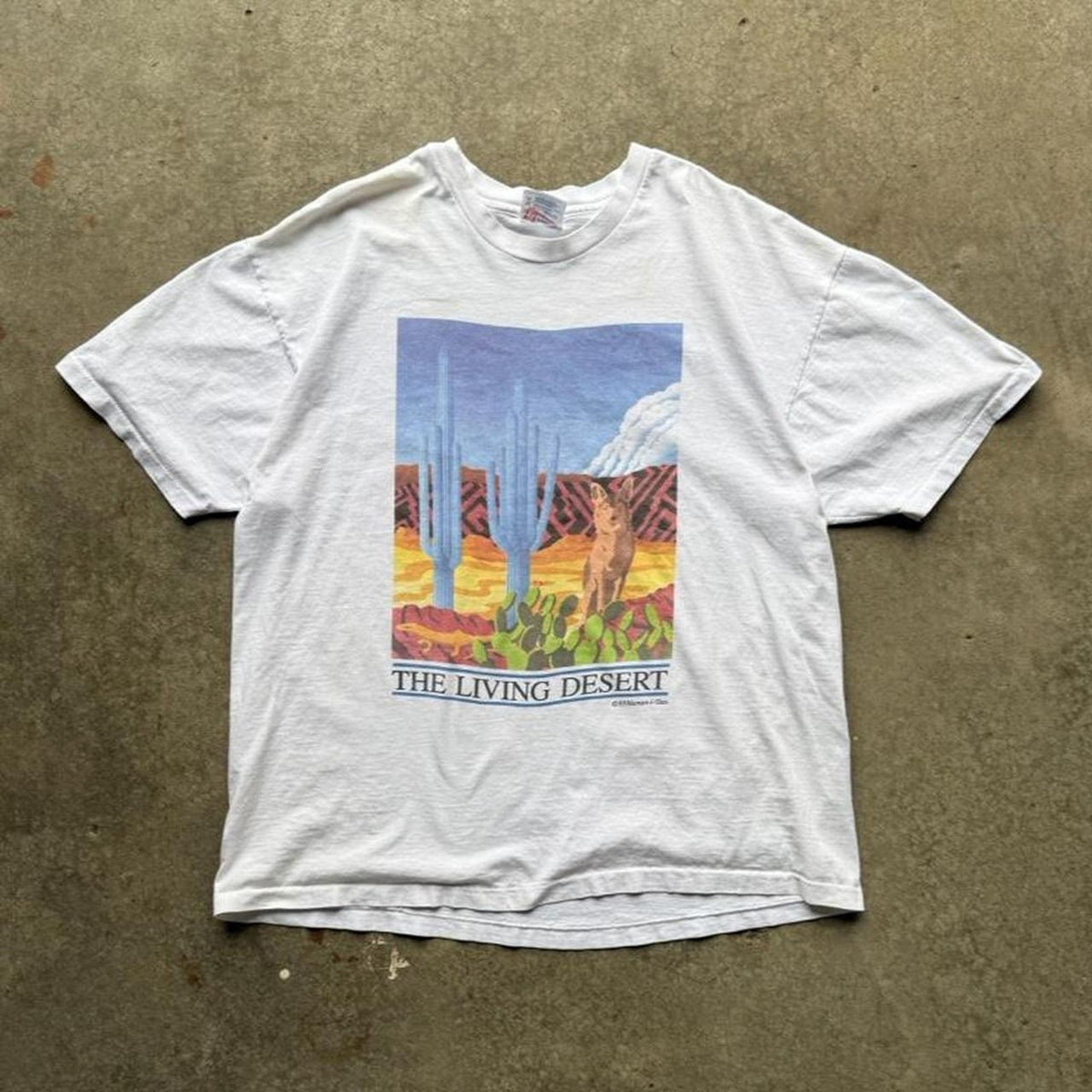 Vintage 90s The Living Desert Animal Nature Wolf T-Shirt - X-Large