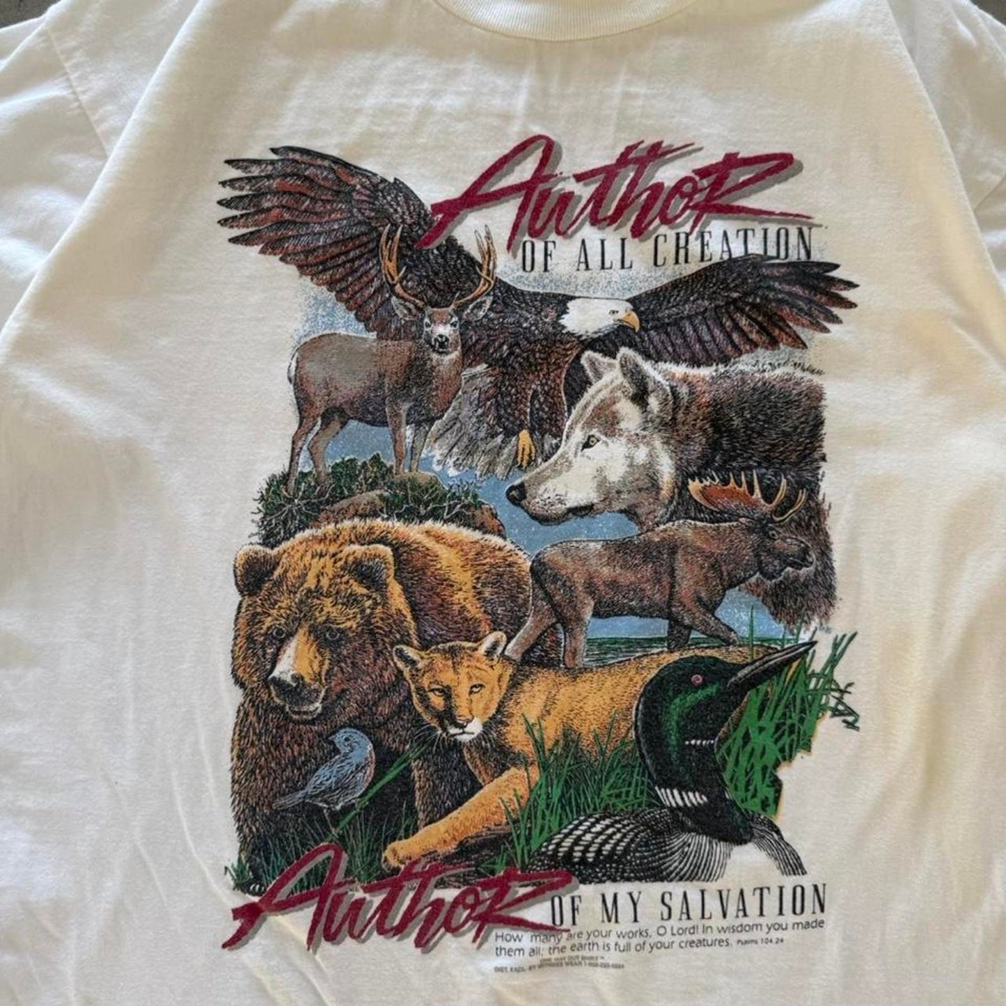 Vintage 90s Author of All Creation Jesus Bible T-Shirt - Large