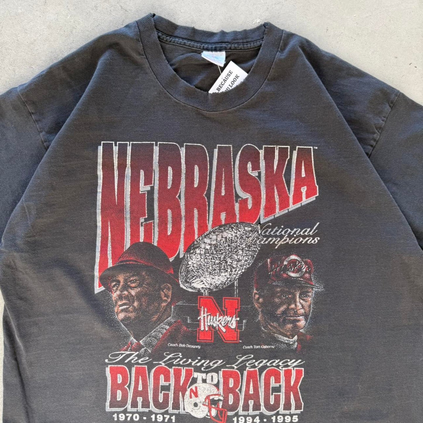 Vintage 90s Nebraska Huskers Back to Back National Champions Trophy T-Shirt - X-Large