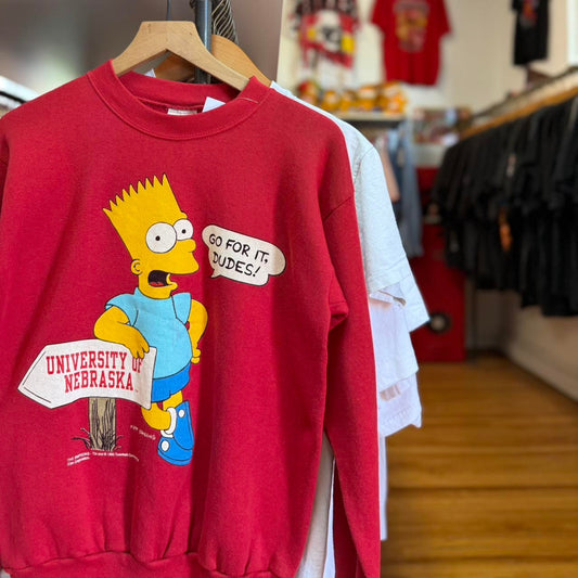 Vintage 90s Nebraska Huskers Bart Simpson Go For it Dudes Crewneck