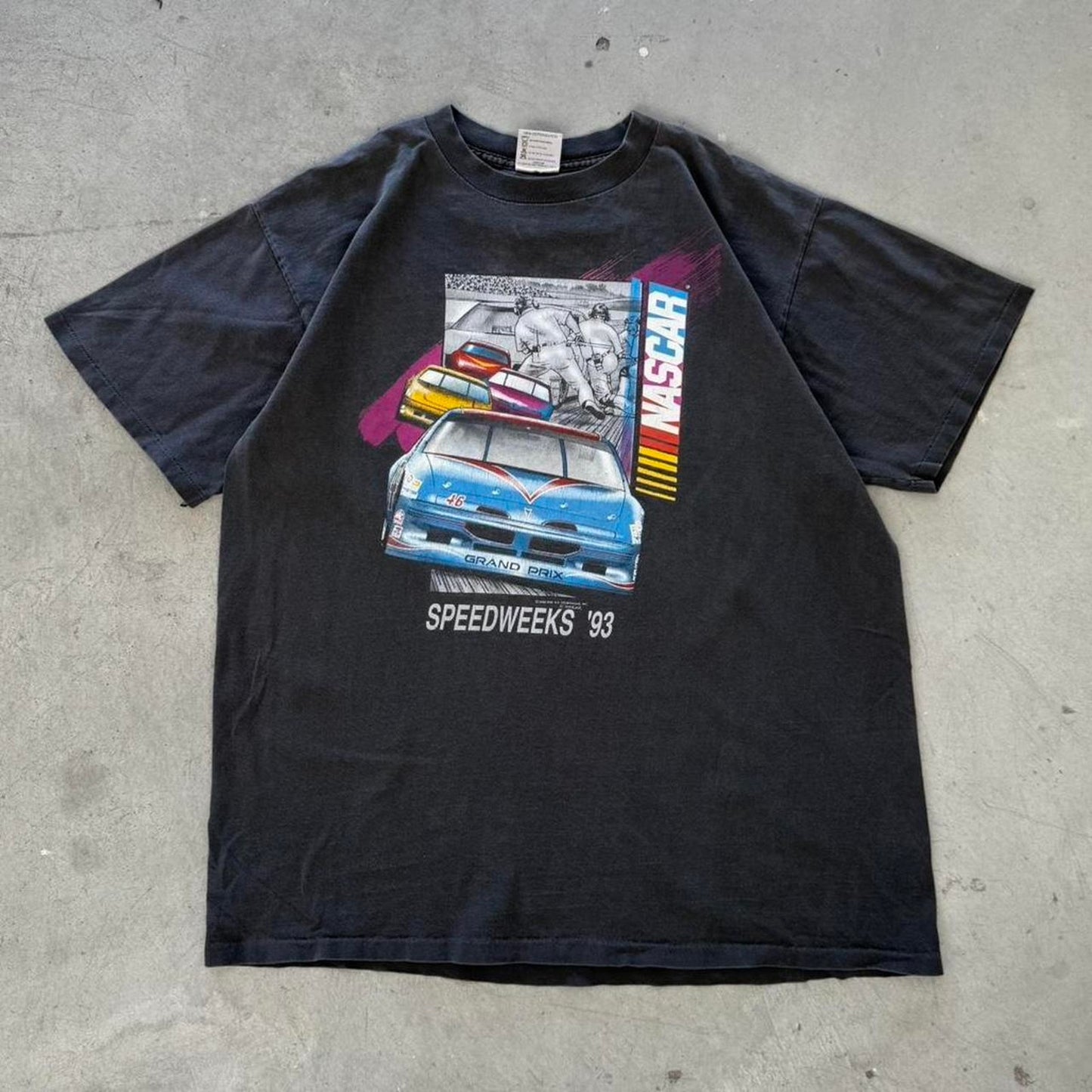 Vintage 90s Faded Black NASCAR Racing Race Car T-Shirt - X-Large