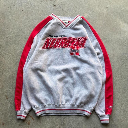 Vintage 90s Nebraska Huskers Embroidered Crewneck - X-Large