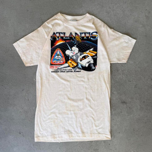 Vintage 80s NASA Atlantis Distressed T-Shirt - Small