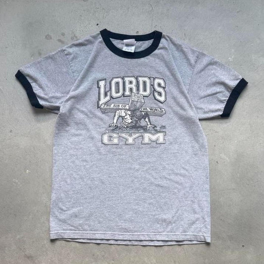Vintage Lords Gym His Pain Your Gain Jesus T-Shirt - Large