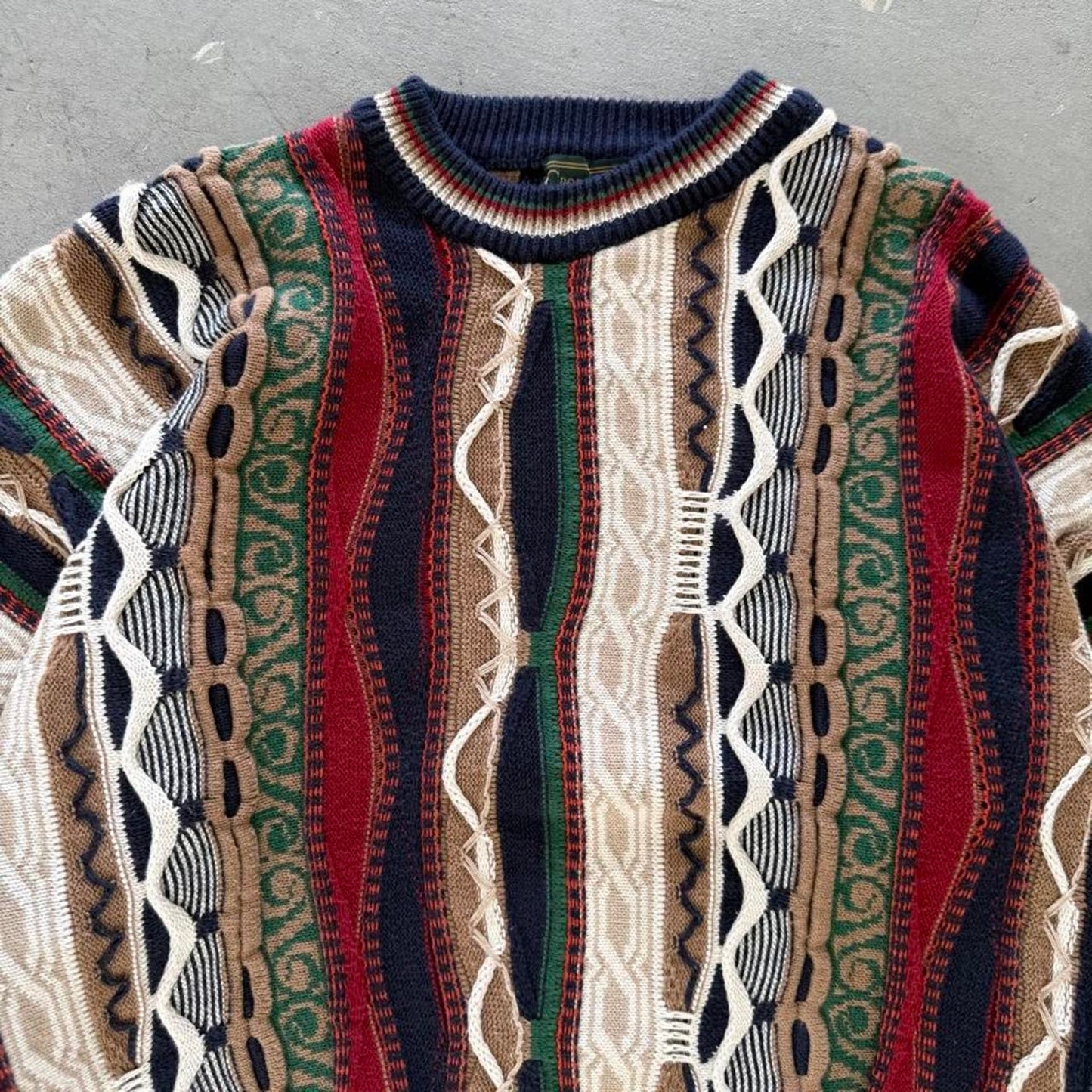 Vintage 90s Coogi Style 3D Knit Sweater - Large