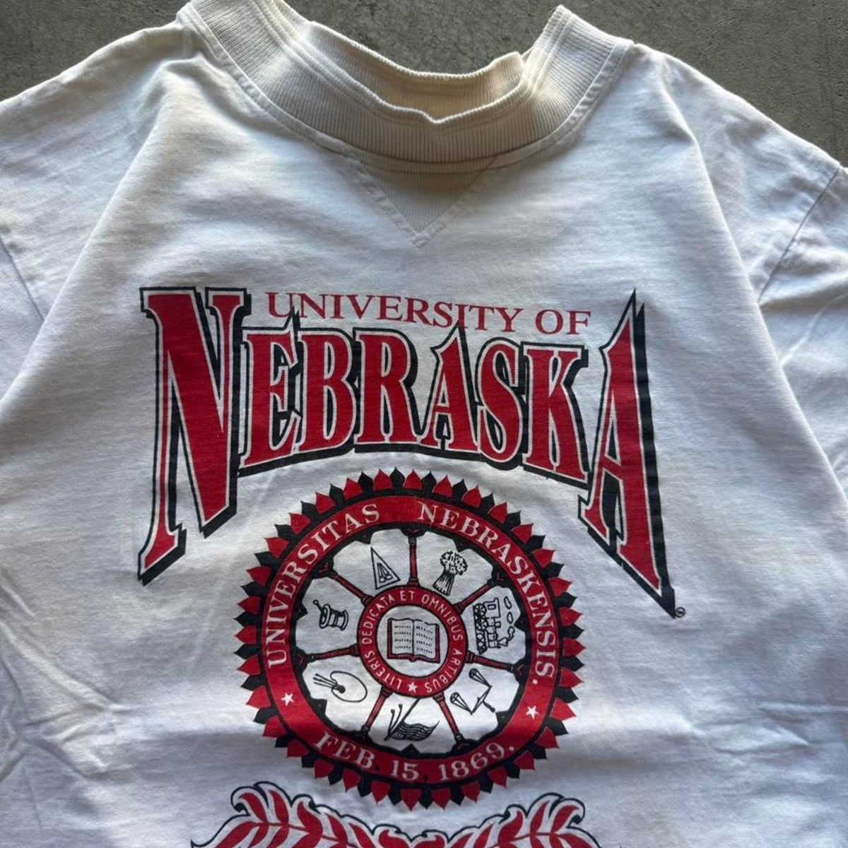 Vintage 90s Nebraska Huskers School Crest T-Shirt - Large