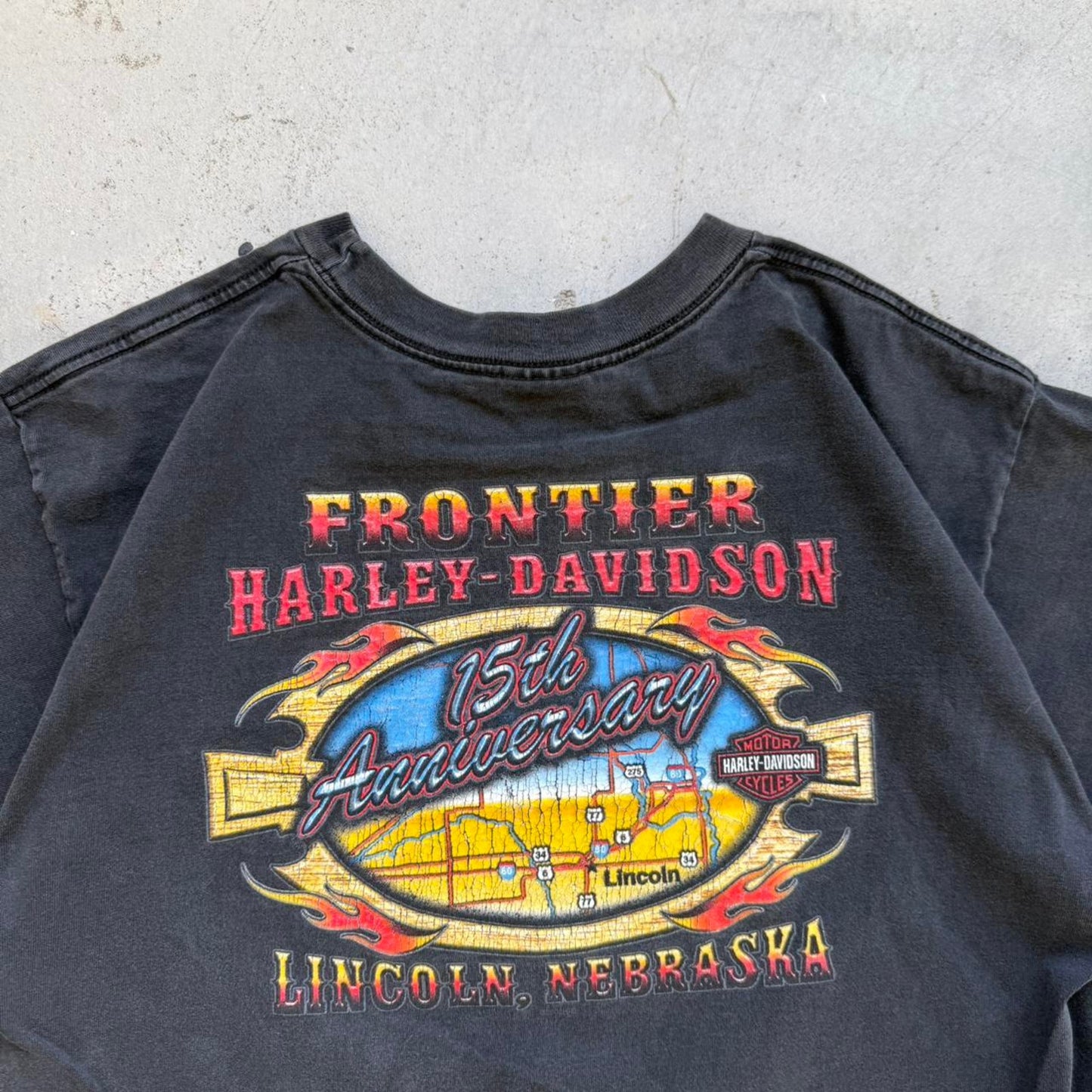 Vintage Y2K Harley Davidson Motorcycles Flame Pocket T-Shirt - Large
