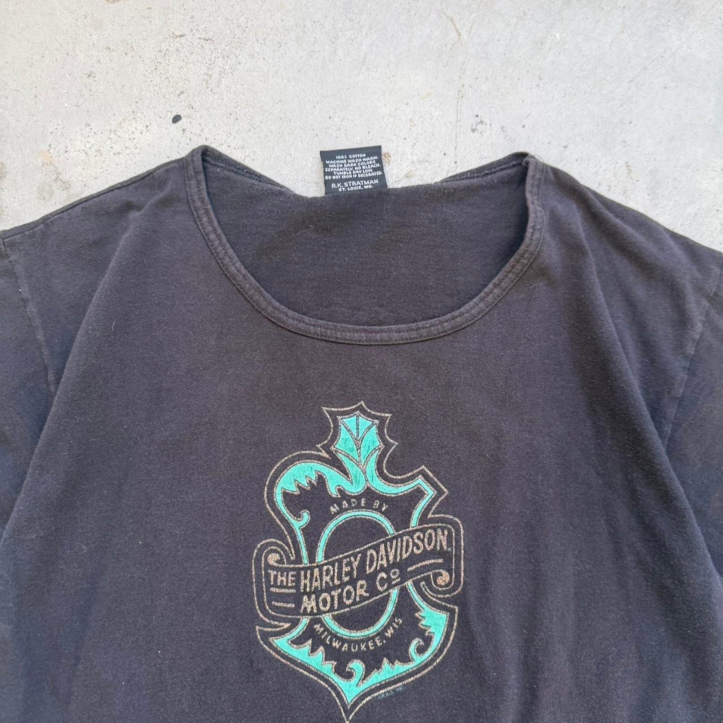 Vintage 90s Harley Davidson Motorcycles Crest Logo T-Shirt - Medium (W)