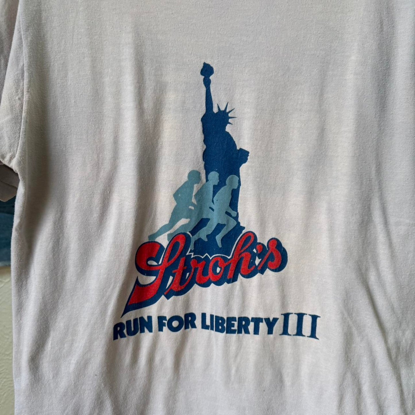 Vintage 80s Strohs Run For Liberty III New York Adidas T-Shirt - Large
