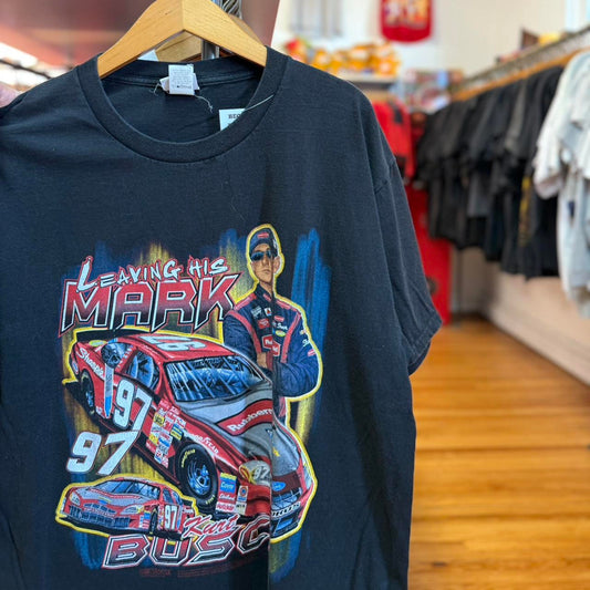 Vintage 90s NASCAR Kyle Busch Budweiser Racing Race Car T-Shirt
