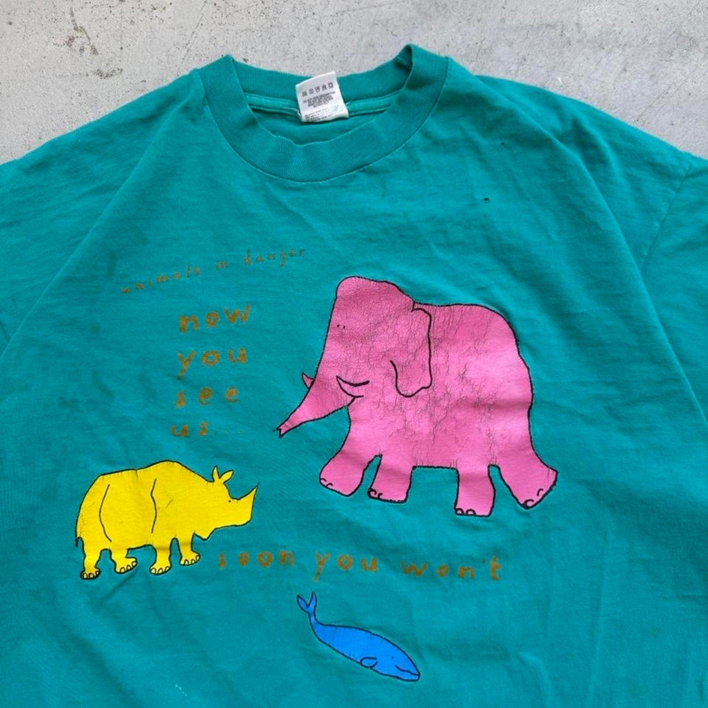 Vintage 90s Endangered Animals Cartoon T-Shirt - X-Large
