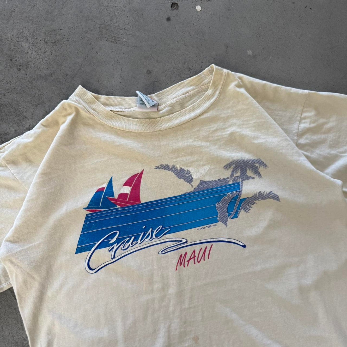Vintage 80s Cruise Maui Beach Tourist T-Shirt - X-Large (W)