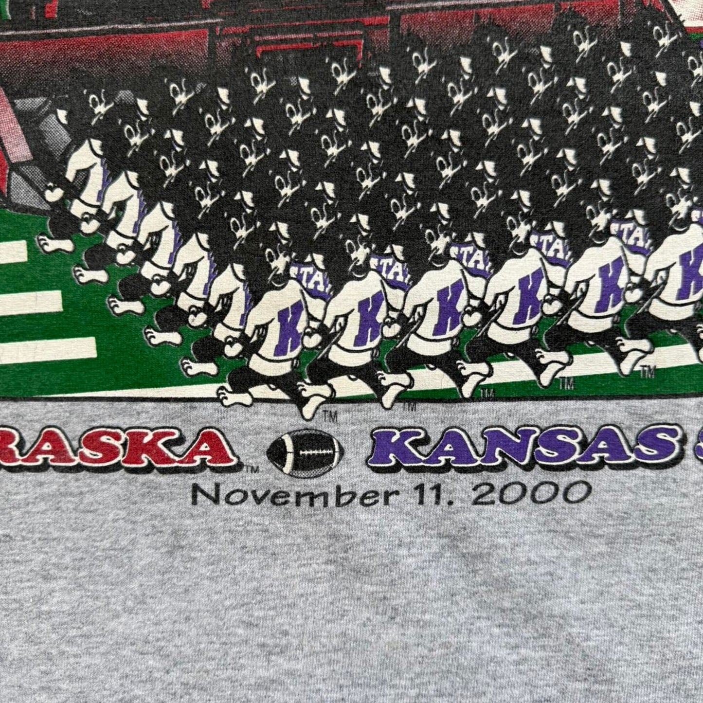 Vintage 2000 Nebraska Huskers Harvest Time Kansas State Wildcats Combine T-Shirt - Large