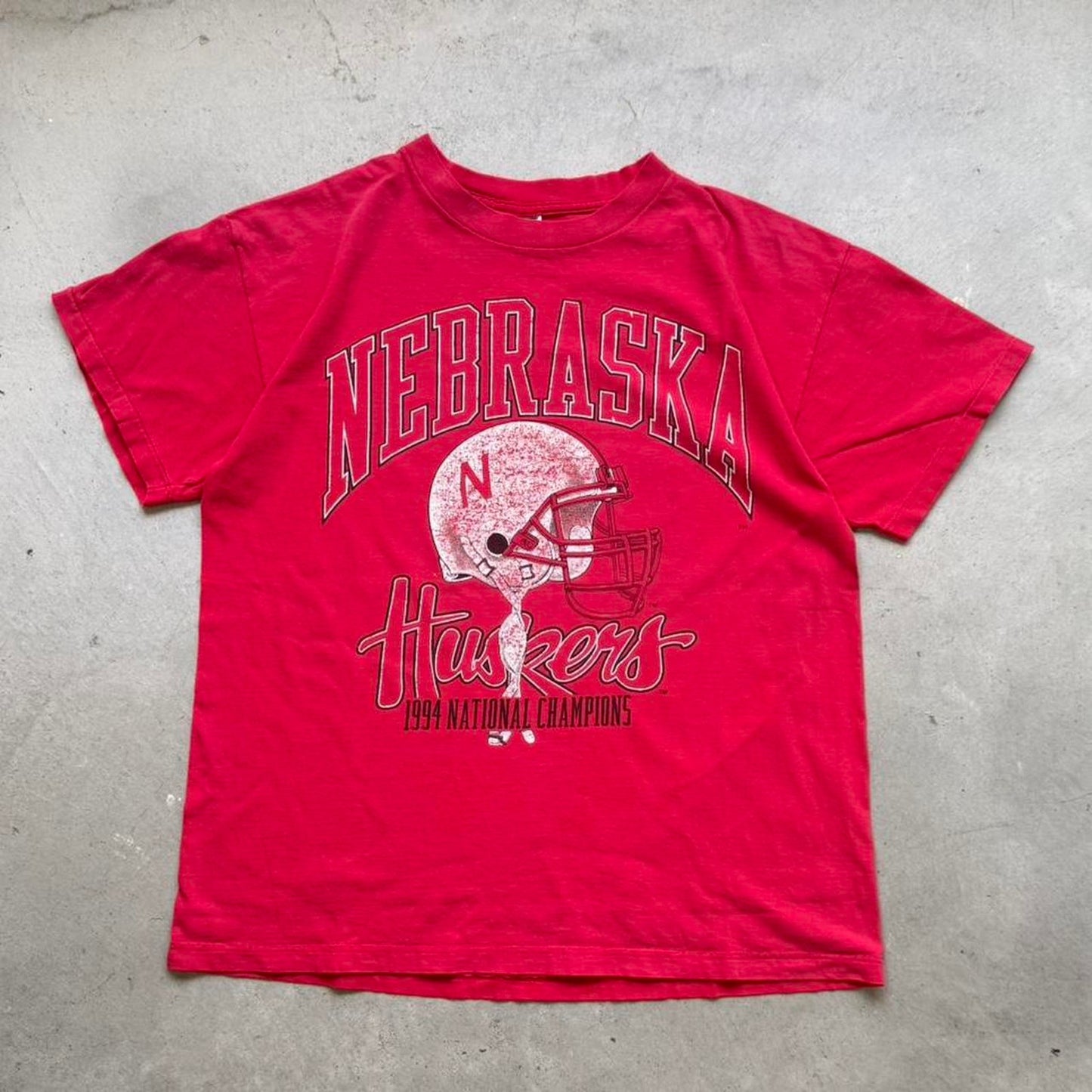 Vintage 1994 Nebraska Huskers National Champions Helmet T-Shirt - Large