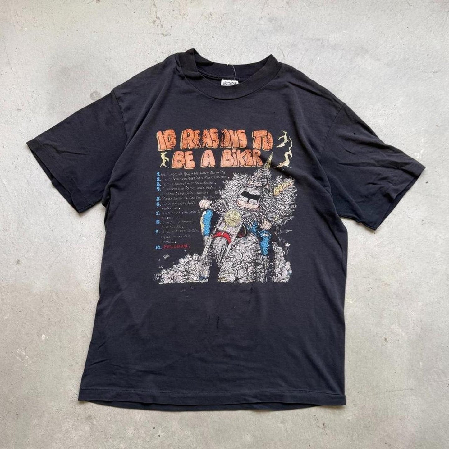 Vintage 90s 10 Reasons to be a Biker Motorcycle Humor T-Shirt - Large