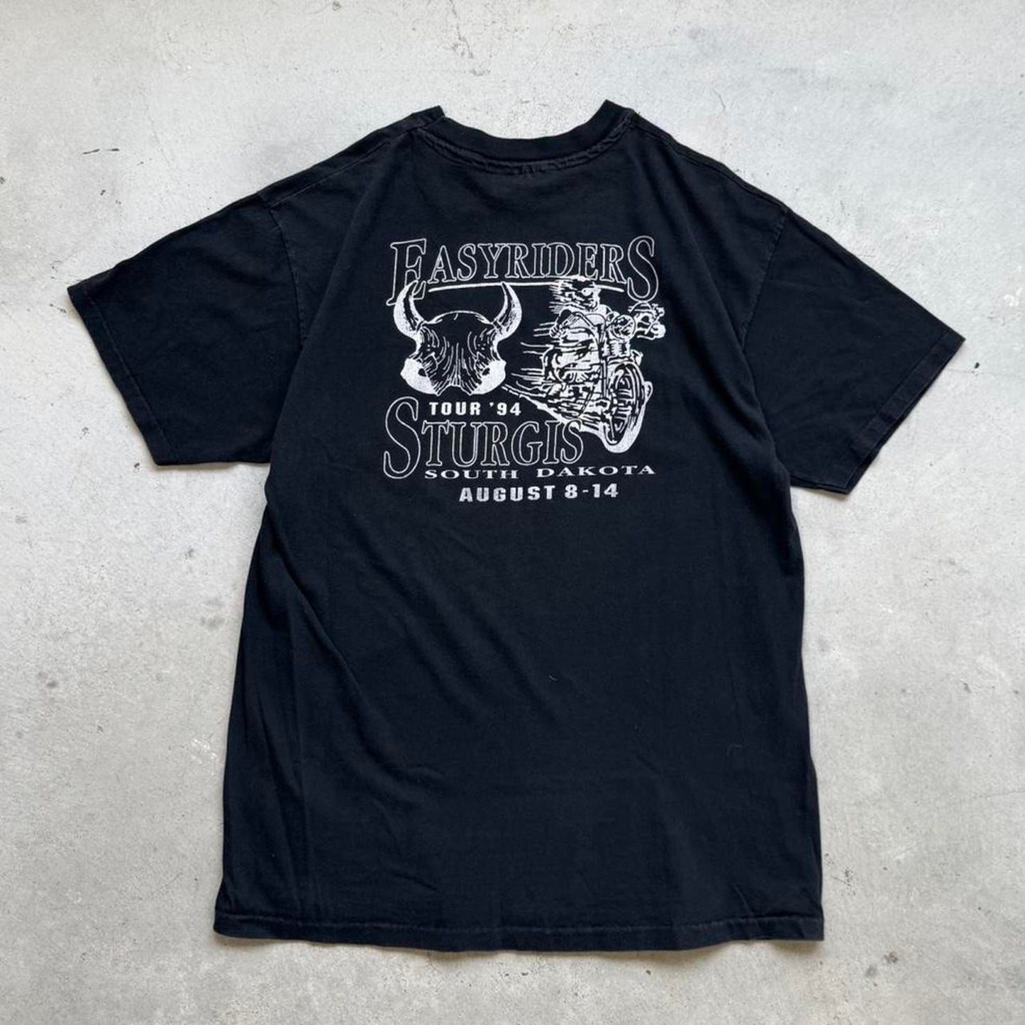Vintage 1994 Sturgis Easyriders Flame Skull Biker T-Shirt - Large