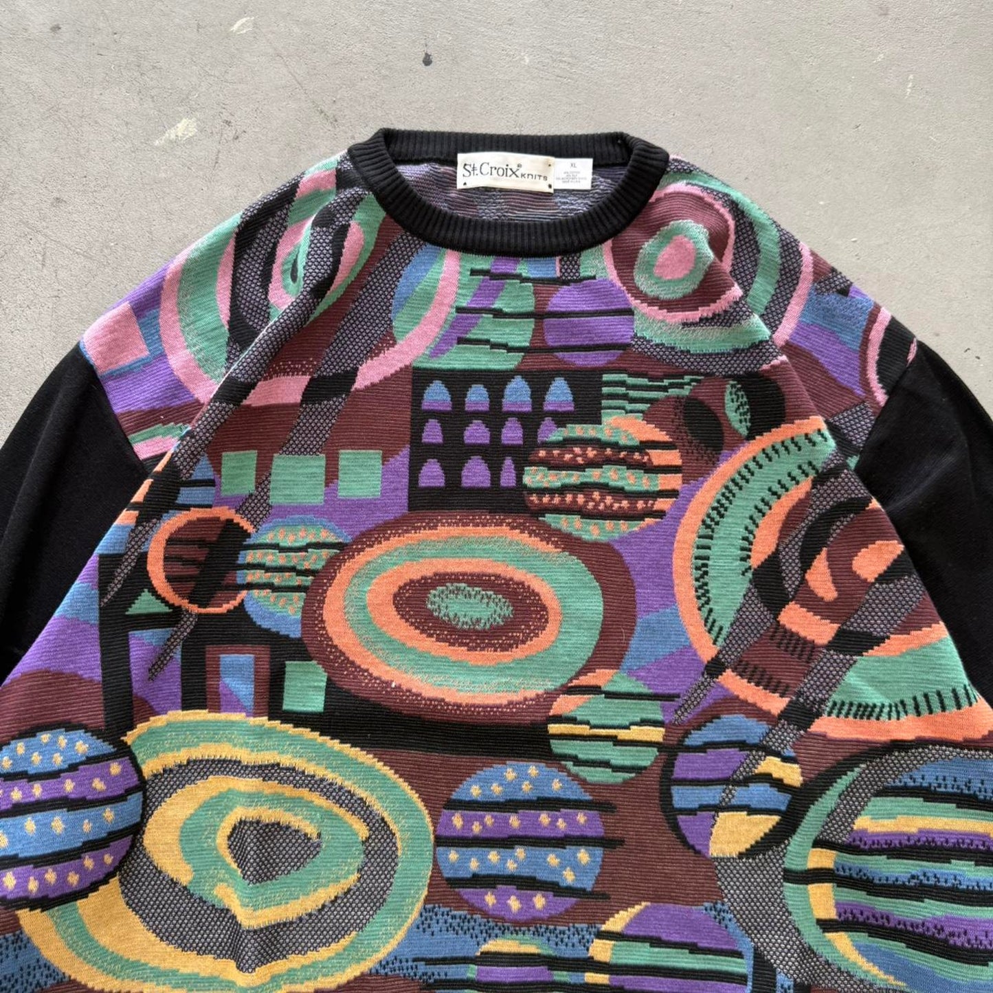 Vintage 90s St Croix Knits Funky Pattern Sweater - X-Large