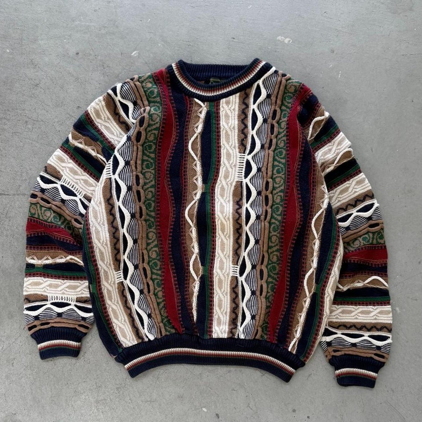 Vintage 90s Coogi Style 3D Knit Sweater - Large