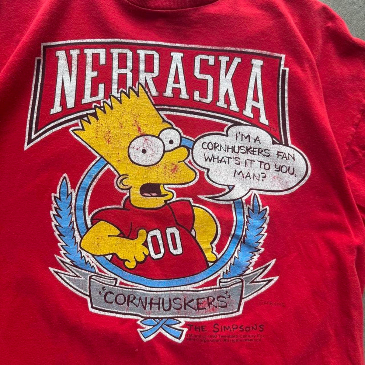 Vintage 90s Nebraska Huskers Bart Simpson T-Shirt - Large