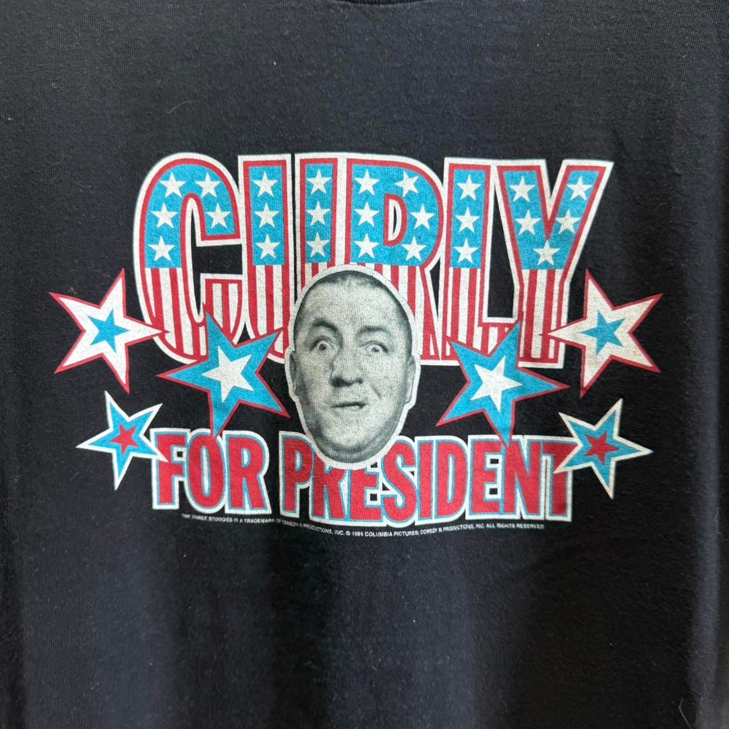 Vintage 90s 3 Stooges Curly For President USA T-Shirt