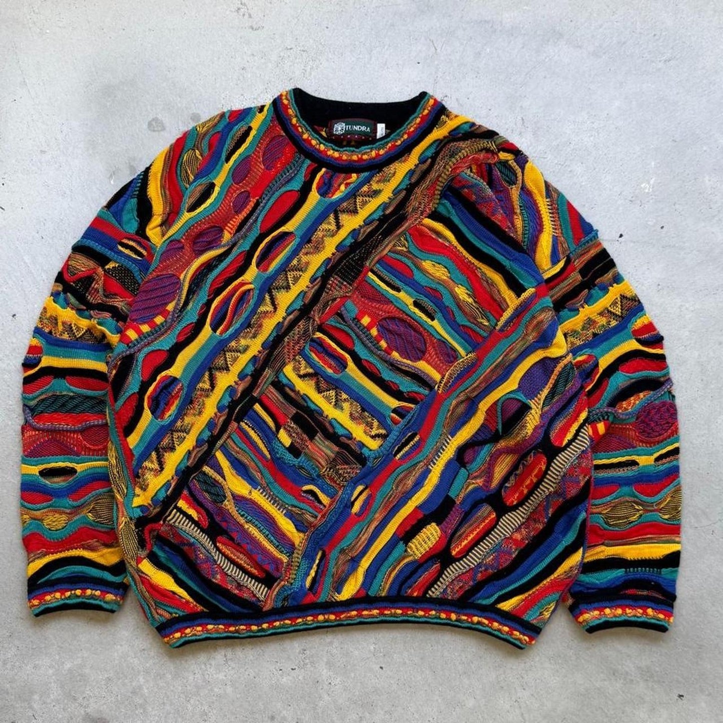 Vintage 90s Tundra Cotton 3D Knit Coogi Style Sweater - X-Large