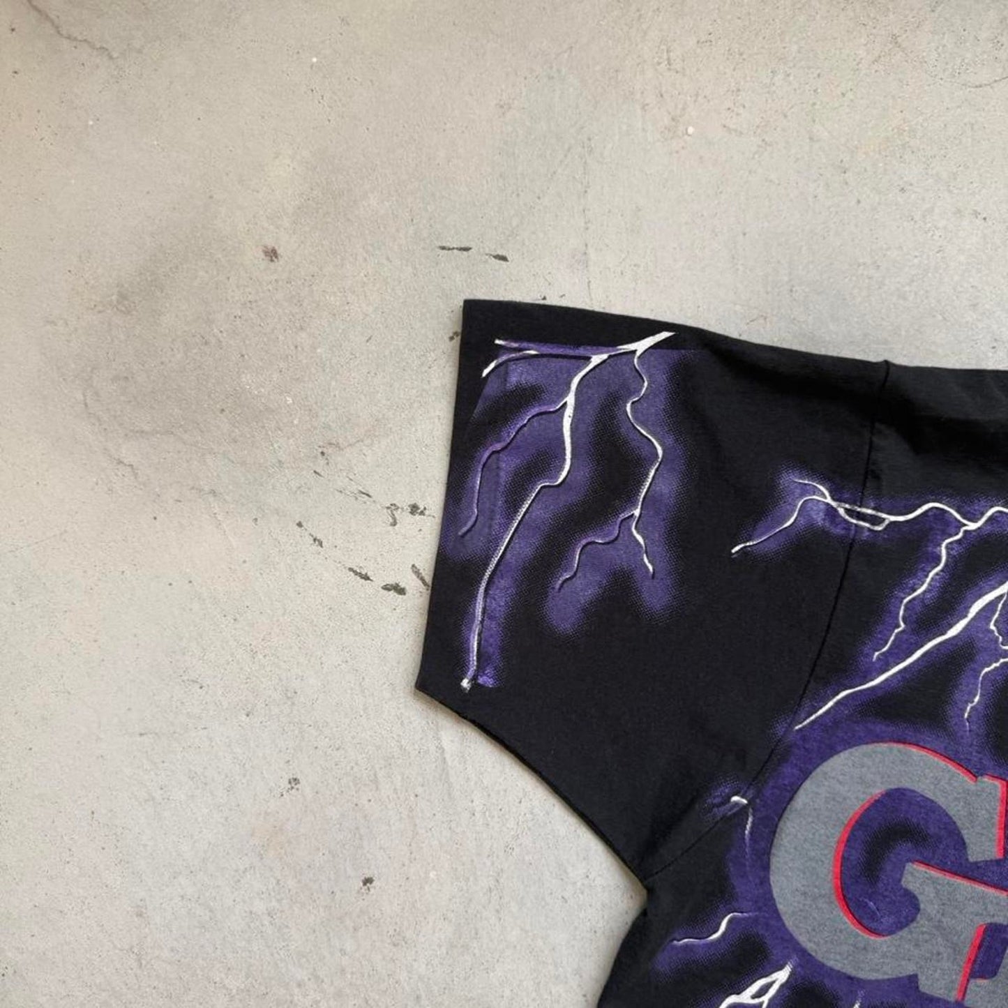 Vintage 90s Great God Lightning AOP Jesus T-Shirt - Large