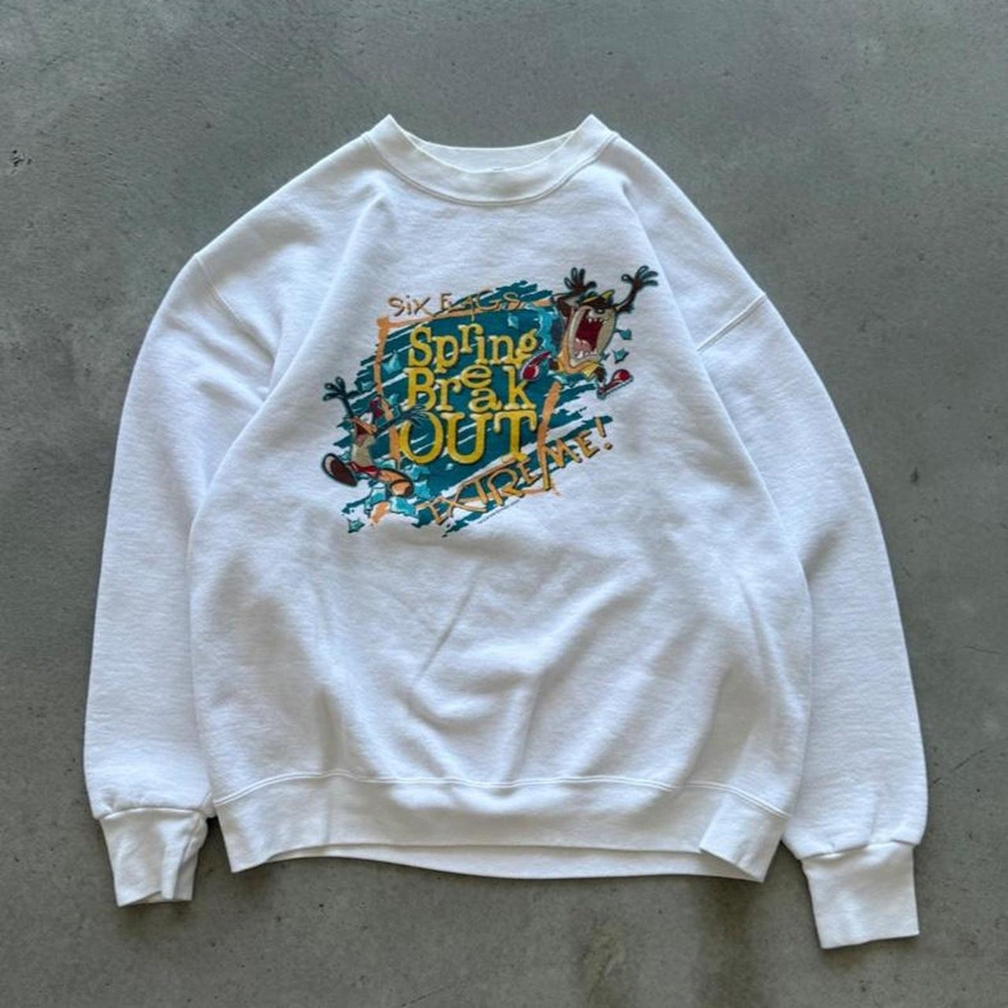 Vintage 90s Six Flags Looney Tunes Cartoon Crewneck - Large