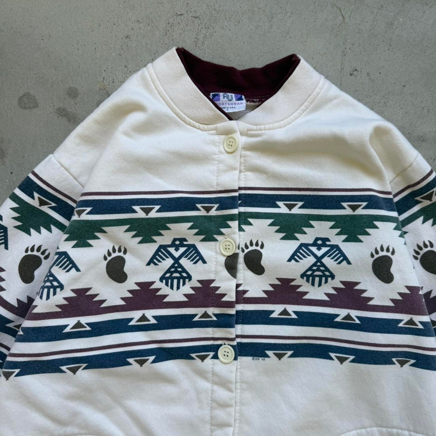 Vintage 90s Aztec Western Design Cardigan - Large