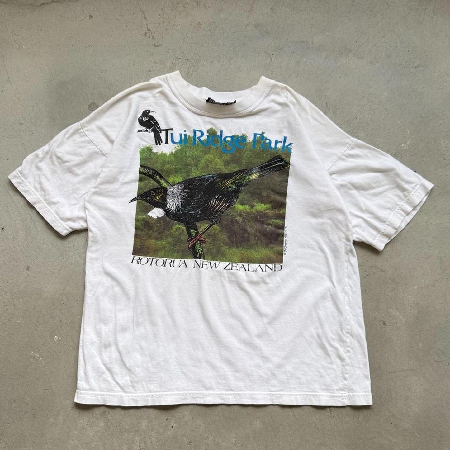 Vintage 90s Tui Ridge Park New Zealand Bird Animal T-Shirt - Large