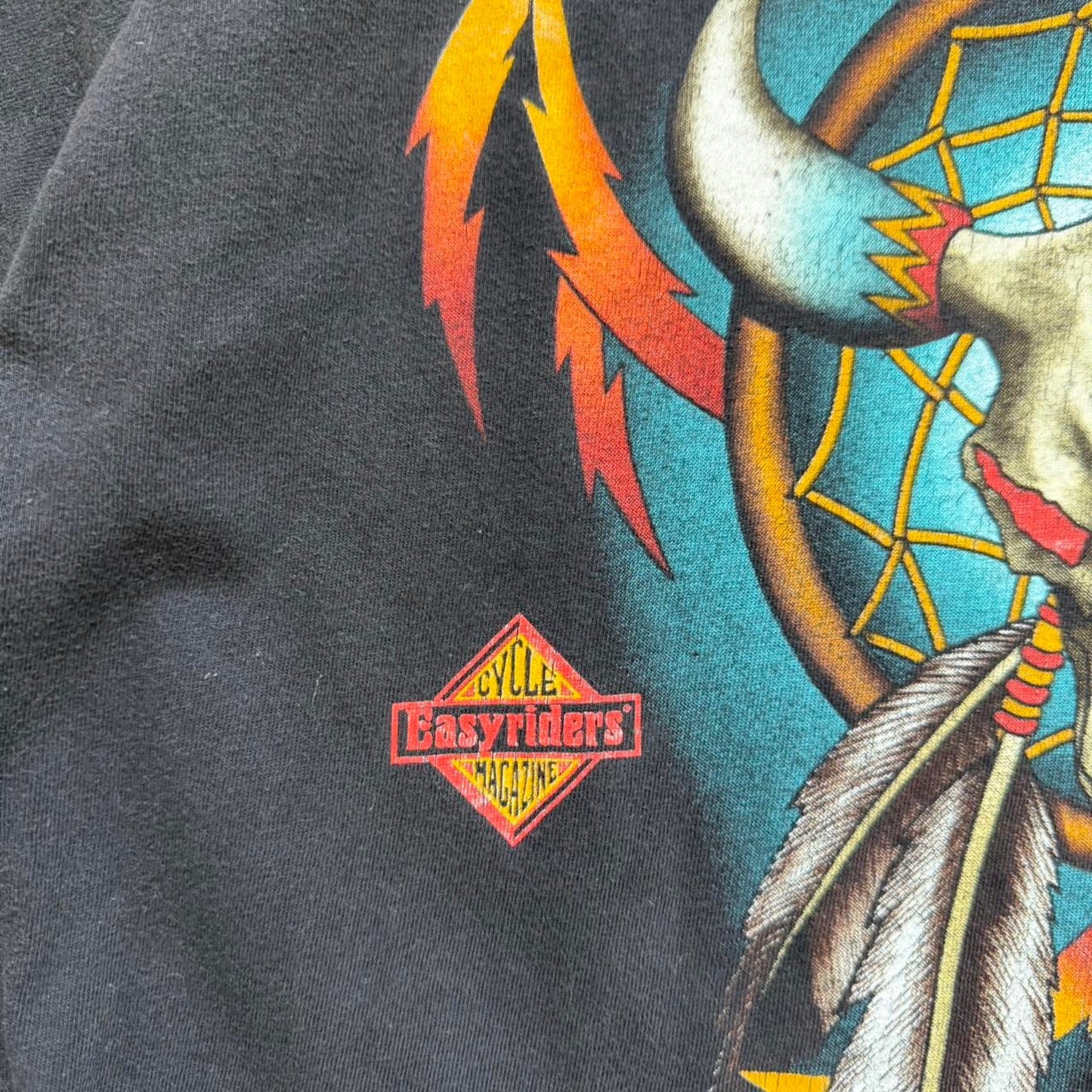 Vintage 1994 Sturgis Easyriders Flame Skull Biker T-Shirt - Large