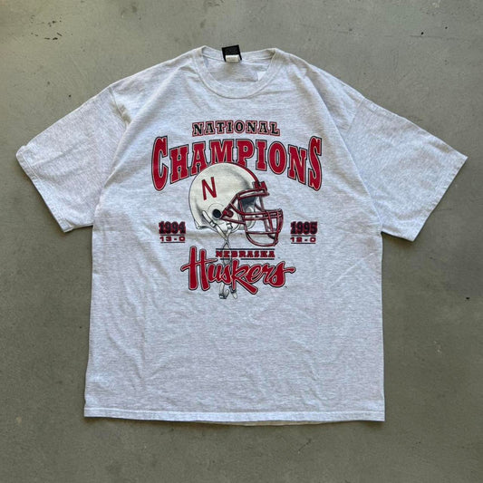 Vintage 1995 Nebraska Huskers National Champions Helmet T-Shirt - X-Large