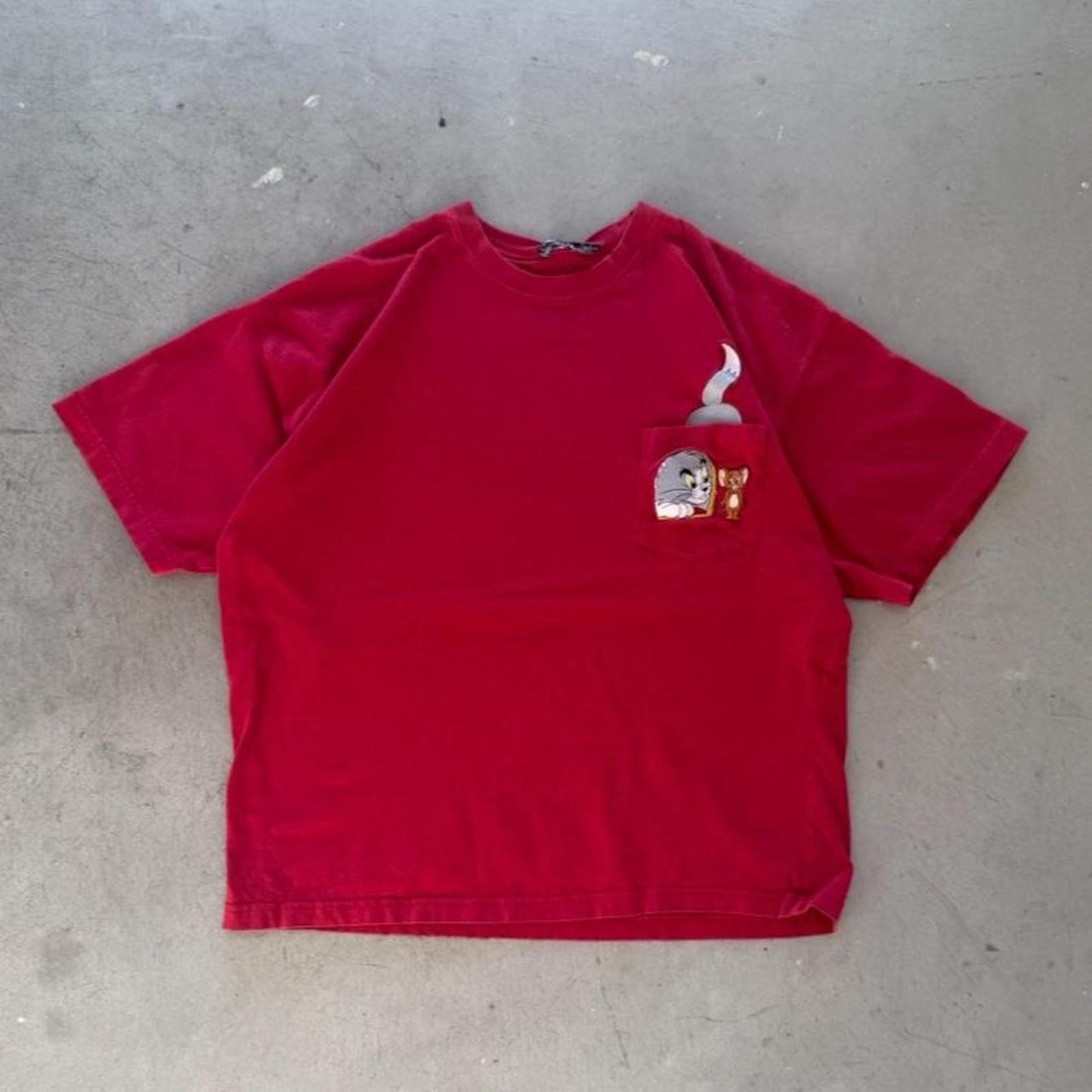 Vintage 90s Tom and Jerry Cartoon Network Pocket T-Shirt - Large