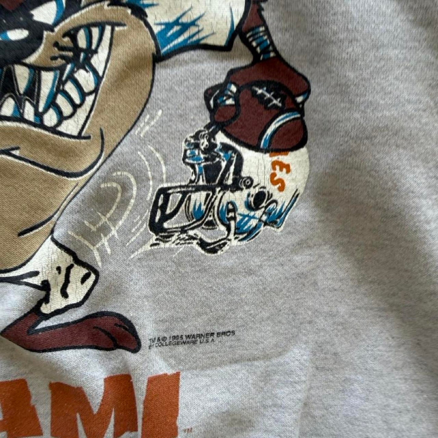 Vintage 90s Miami Hurricanes Taz Looney Tunes Crewneck Hoodie - XX-Large