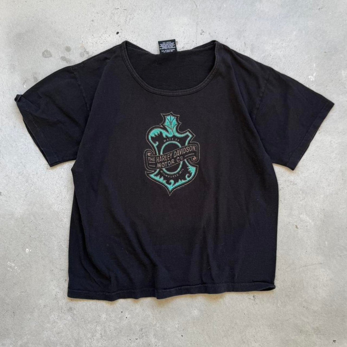 Vintage 90s Harley Davidson Motorcycles Crest Logo T-Shirt - Medium (W)