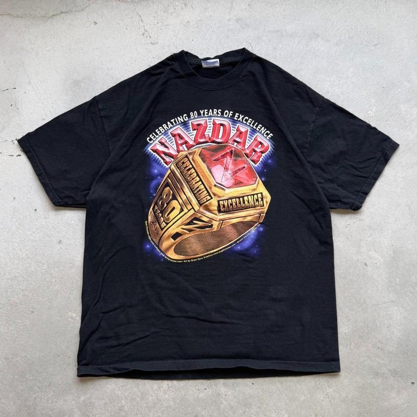 Vintage 90s Nazdar Ring Tech Technology T-Shirt - X-Large