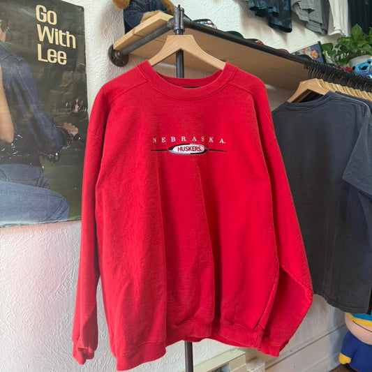 Vintage 90s Nebraska Huskers Embroidered Crewneck - X-Large