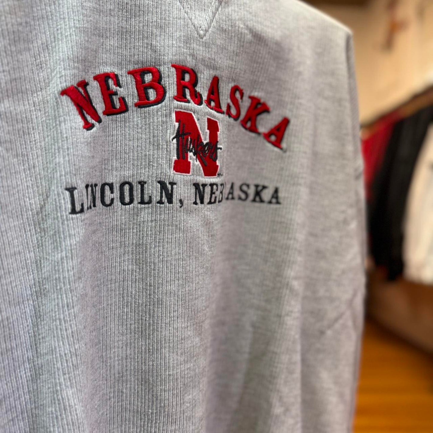 Vintage 90s Nebraska Huskers Ringed Sleeve Crewneck - Large