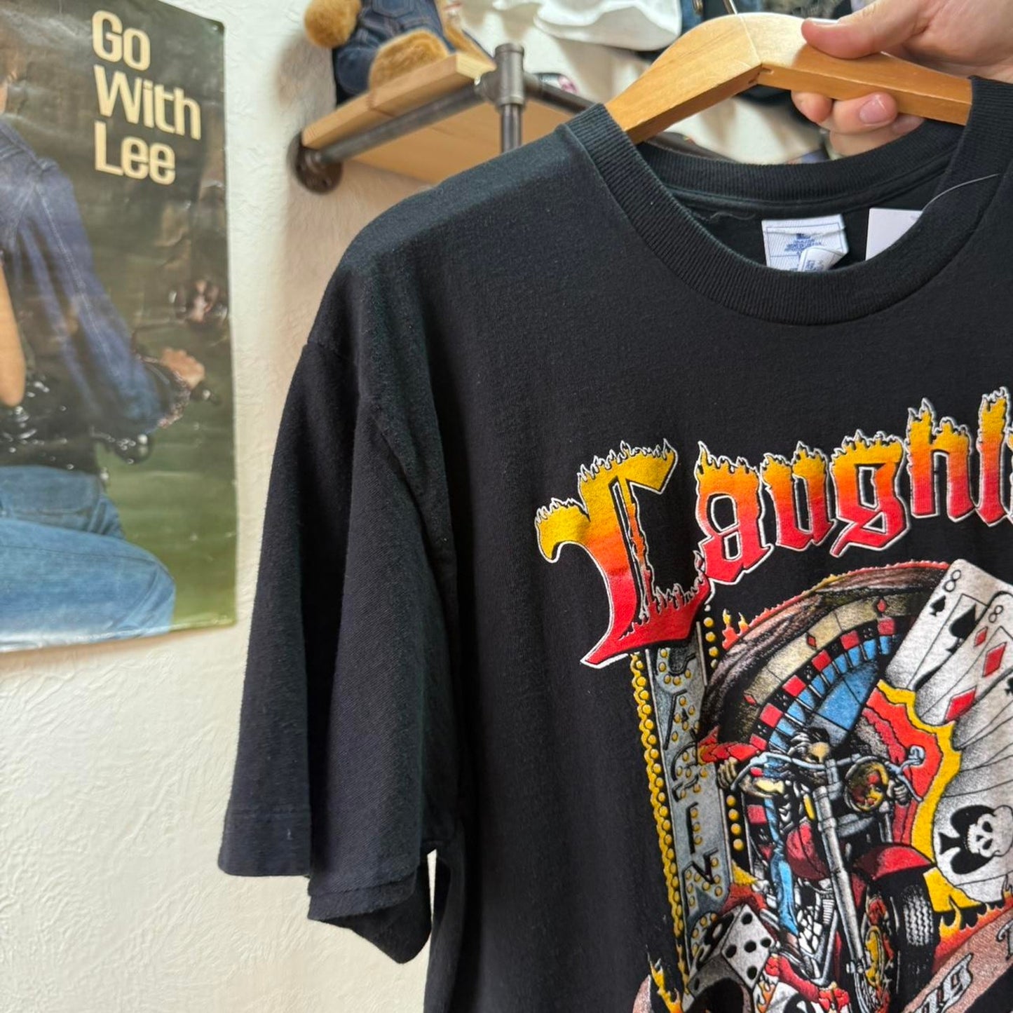 Vintage 90s Laughlin Spring Run Biker Motorcycle T-Shirt - Large
